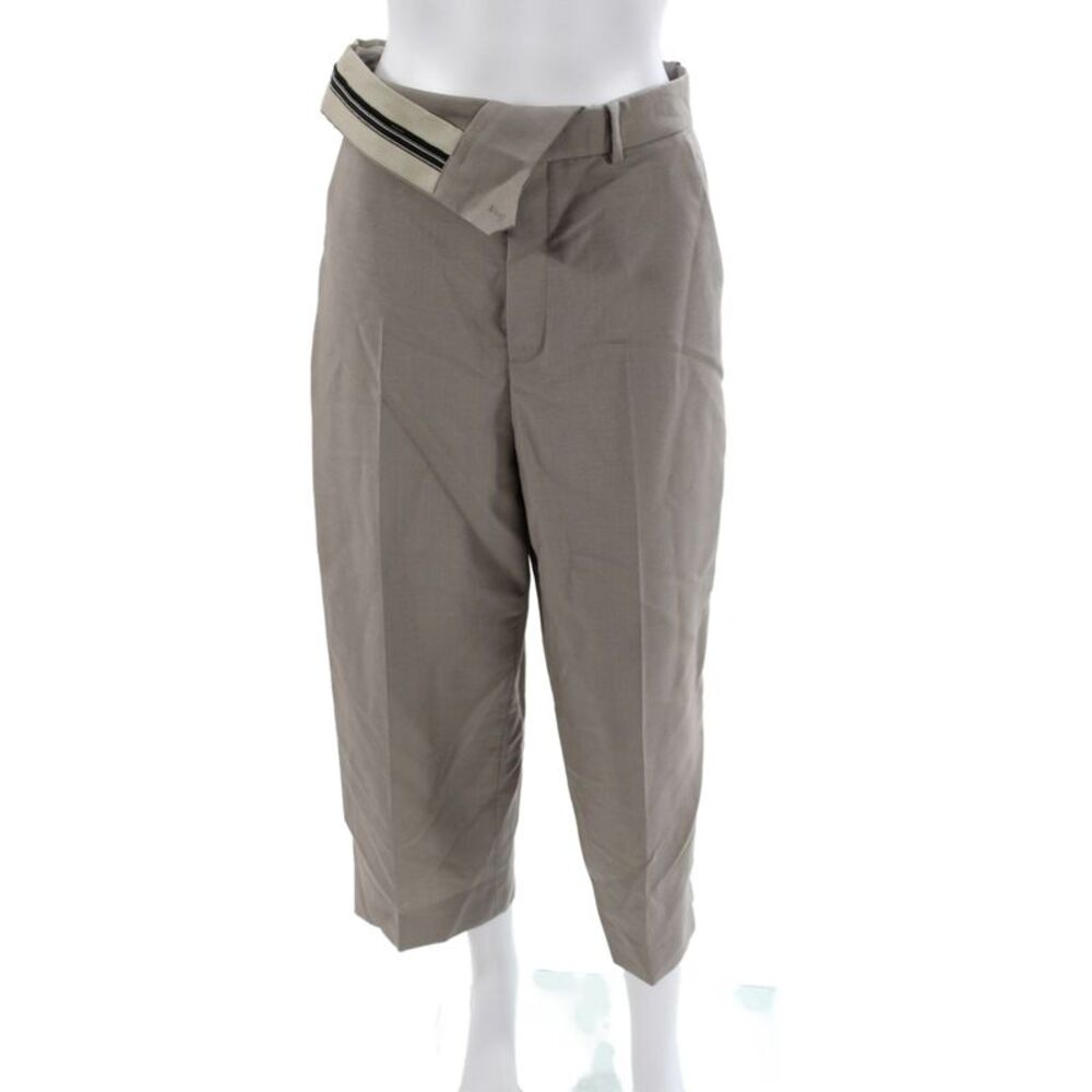 Fendi Women Cropped Pants Gray Mohair Button Size 40